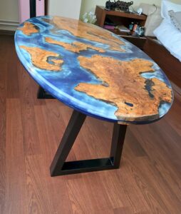 Epoxy Oval Table, Resin Coffee Table, Epoxy Resin Table, Coffee Table and Metal Legs