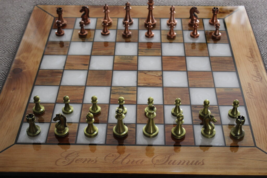 Epoxy Chess Board, Resin Chess Board, Chess Pieces Set