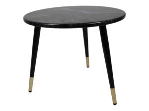 Black Marble Effect Table, Round Resin Table, Gold Accent Table,