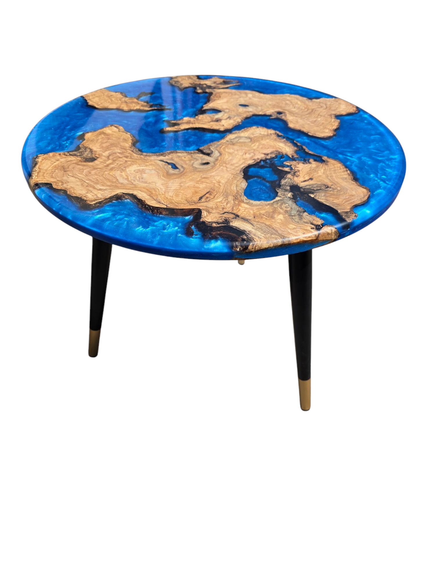 Olive Wood Round Epoxy Coffee Table
