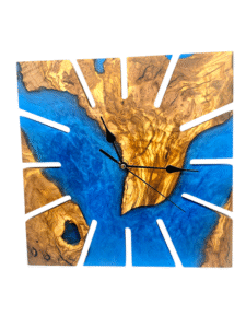 Resin Wall Clock, Olive Wood Clock, Marble Resin Clock