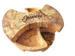 Handcrafted sculptural ash wood jewelry organizer with four drawers – artisan eco‑friendly storage