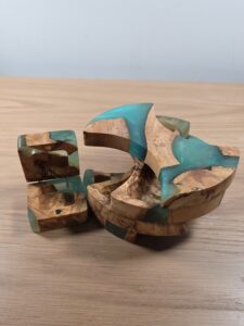 Handcrafted resin and ash wood jewellery box – available in oval or square with optional engraving