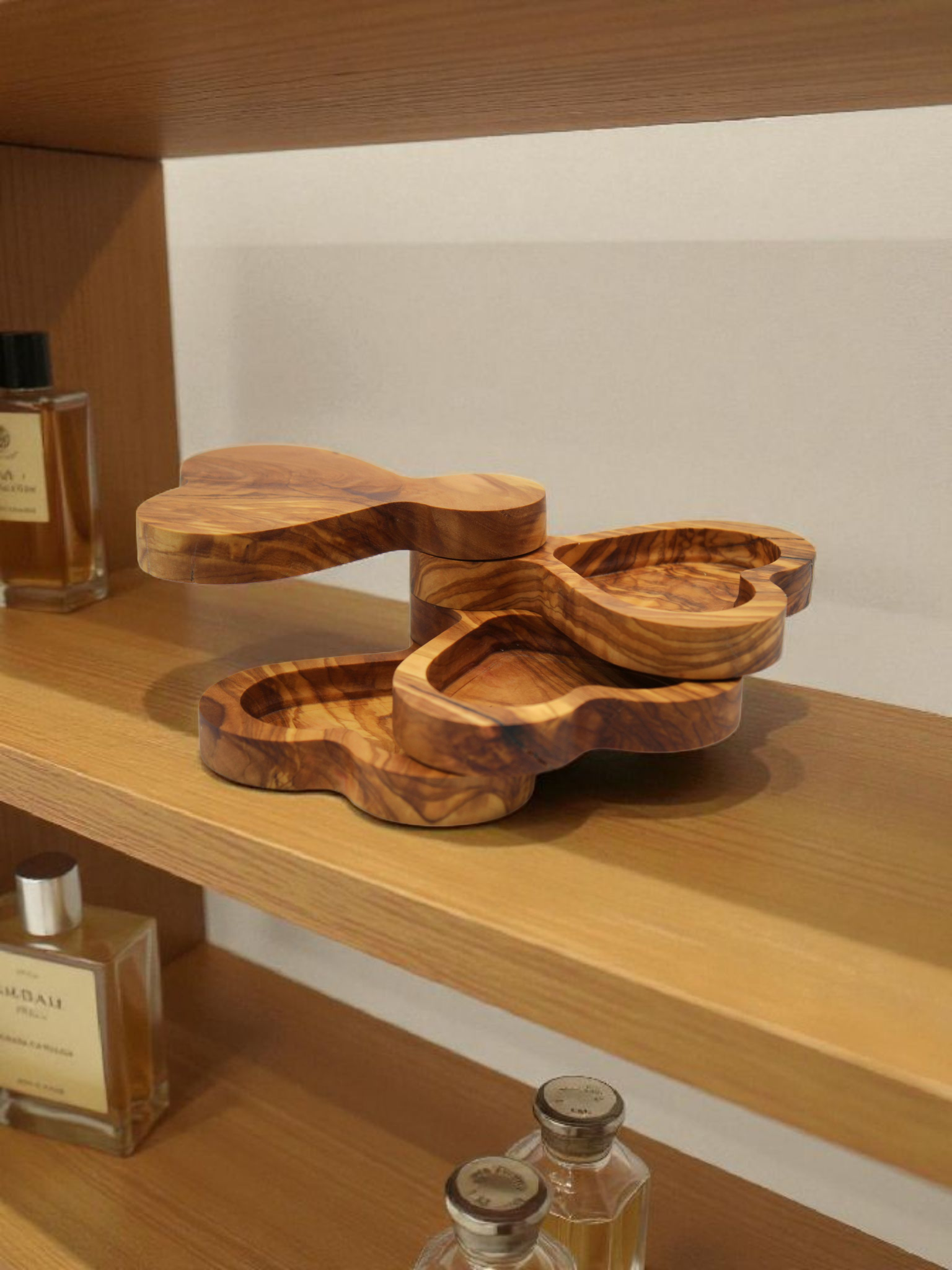 IMG_2171 - M & B CRAFT Handcrafted olive wood jewelry tray with three heart-shaped compartments – personalized keepsake gift
