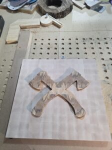 Maple board end grain showing the inlay before surfacing